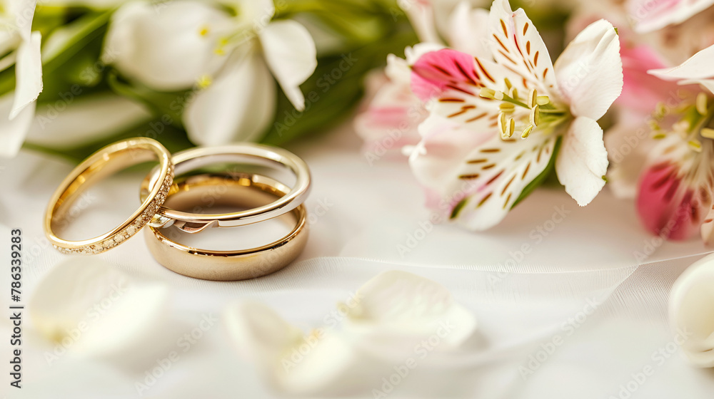 wedding rings and flowers , generative ai wedding rings and flowers , generative ai