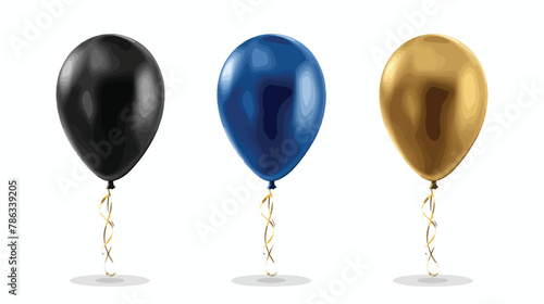 Realistic gold red blue black balloon isolated on white