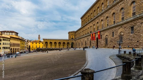 FLORENCE, ITALY - NOVEMBER 23 2016: Palazzo Pitti, in English sometimes called Pitti Palace, is vast, mainly Renaissance, palace in Florence, Italy. It is situated on south side of River Arno. photo