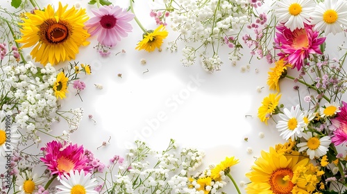 Colorful flowers border background