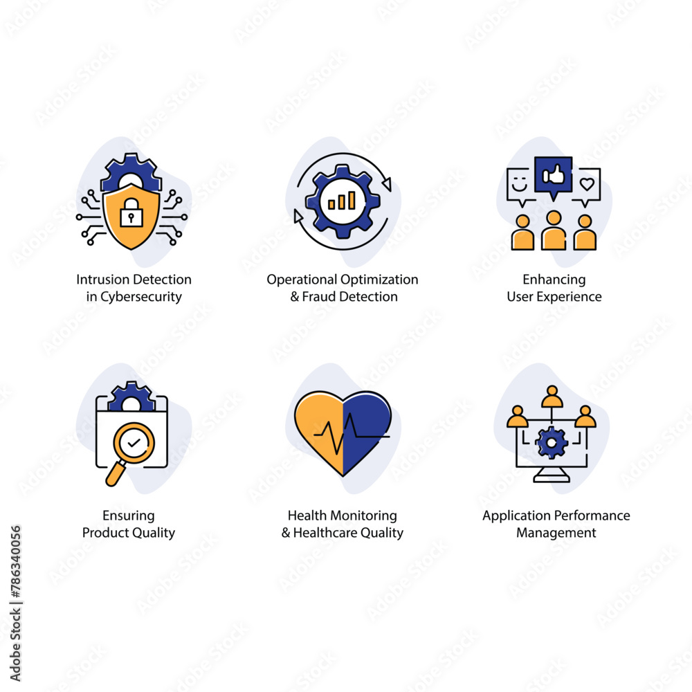 Anomaly Detection AI Vector Icon Design Set Enhancing Security Measure