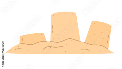 Summer beach sand play. Sand cakes flat vector isolated illustration 
