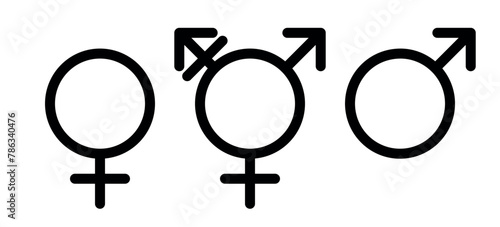 gender symbol icon set - pictogram of male female and transgender sign