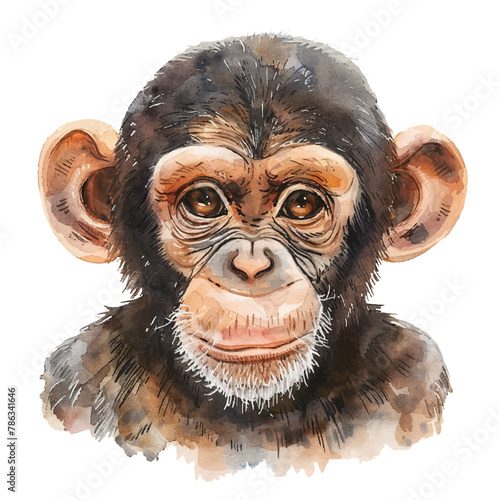 monkey head vector illustration in watercolour style © mutia