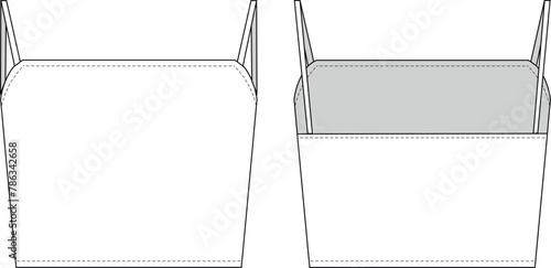 spaghetti straps sleeveless strappy square neck crop cropped basic top blouse activewear sportswear tee tank top template technical drawing flat sketch cad mockup fashion woman design style model
