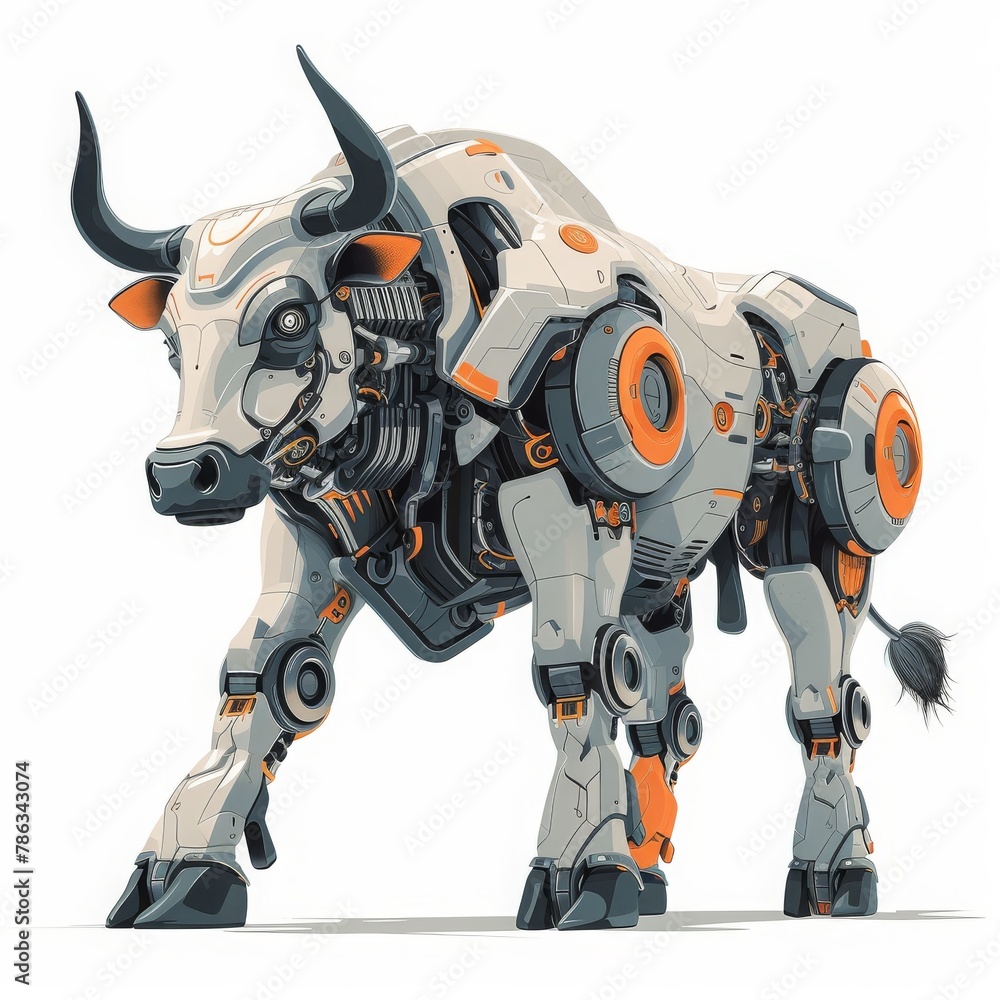 bull robot vector cartoon illustration of a buffalo bull robot Stock ...