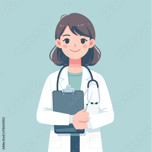 cute logo woman doctor design cartoon