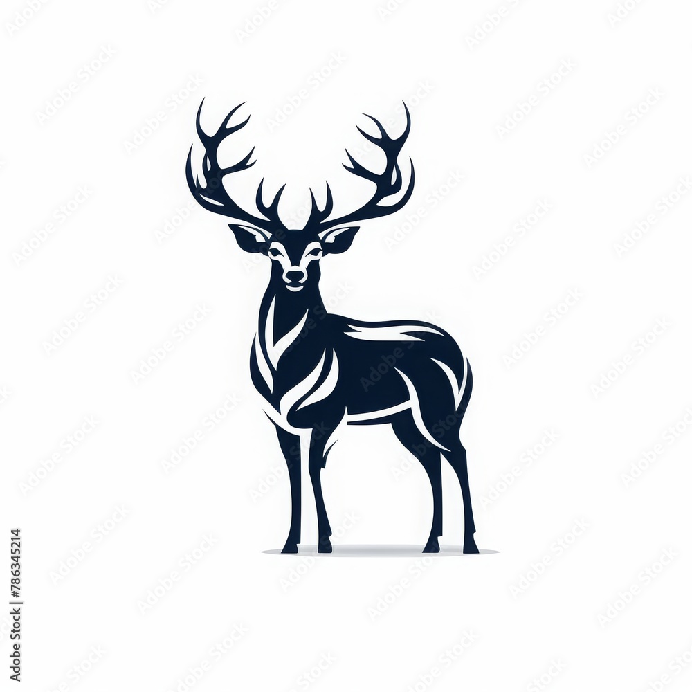 cartoon deer animal on a plain white background vector logo, simple 2D illustration
