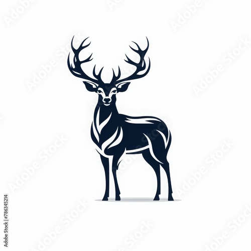 cartoon deer animal on a plain white background vector logo, simple 2D illustration © Siti