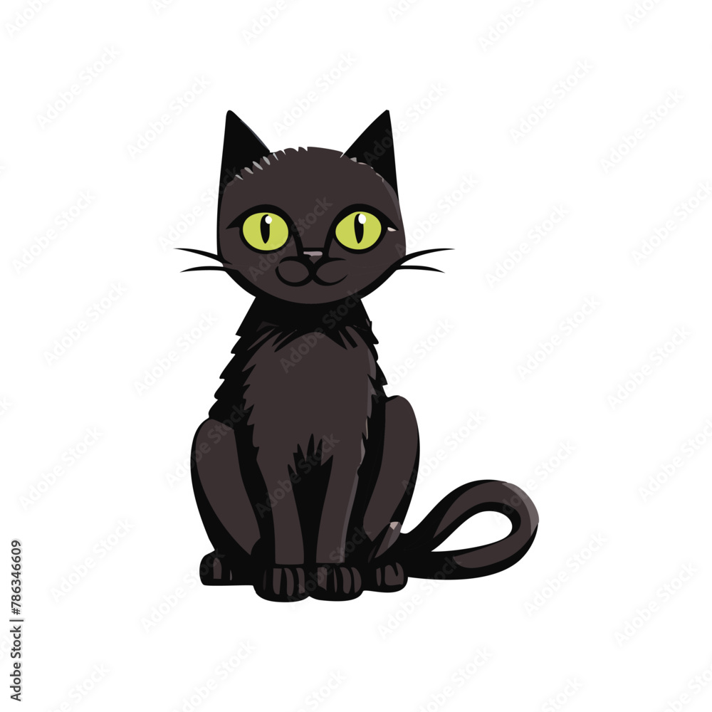Fototapeta premium vector isolated silhouette cat, Cute cartoon black cat, cat logo, and cat icon for graphic resources