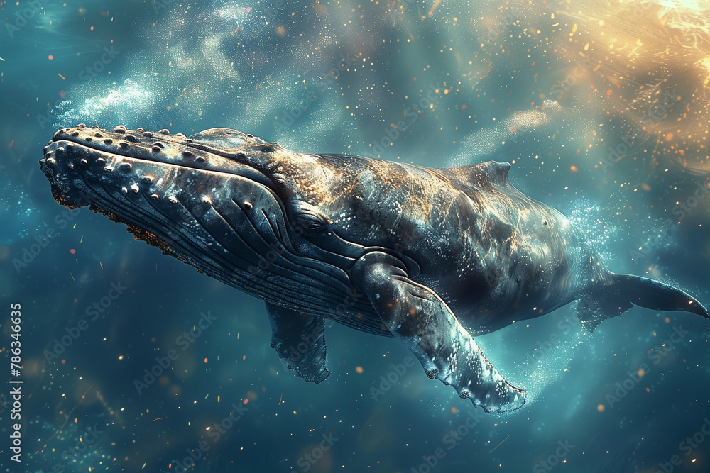 Fototapeta premium Whale under water 