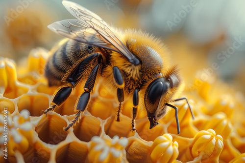 World Bee Day awareness campaigns and beekeeping activities, illustration, 3d render © Anna