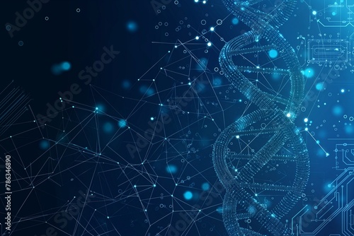 DNA double helix in light blue futuristic style, DNA background, medical background, DNA double helix background, genetic background, banner for genetic science, medical banner photo