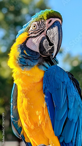 Canindé Macaw. Exotic Birds, Brazilian Fauna. photo