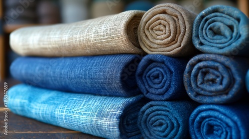 Hypoallergenic fabric. Hypoallergenic eco friendly linen and cotton fabric for tablecloths clothes home textiles bed linen. Textile concept. Fabric concept.