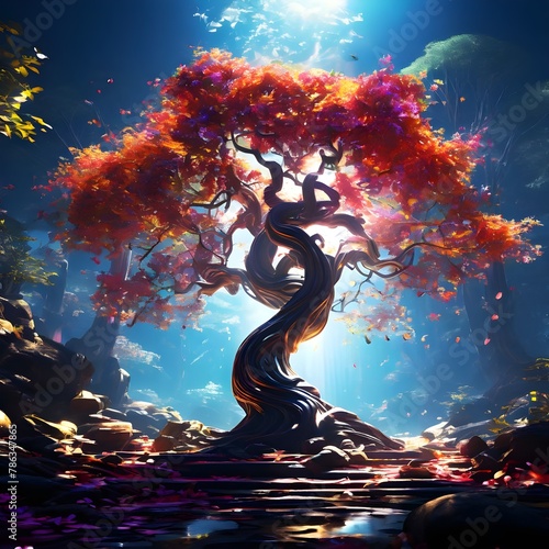 orange leaves magic tree