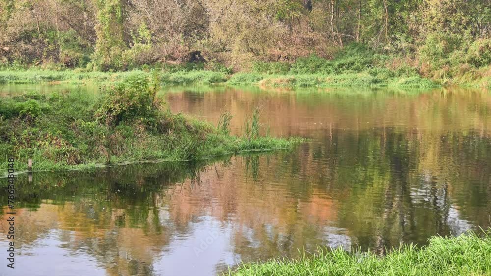 Picturesque autumn nature. Slow forest river. Picturesque autumn nature. Slow forest river.