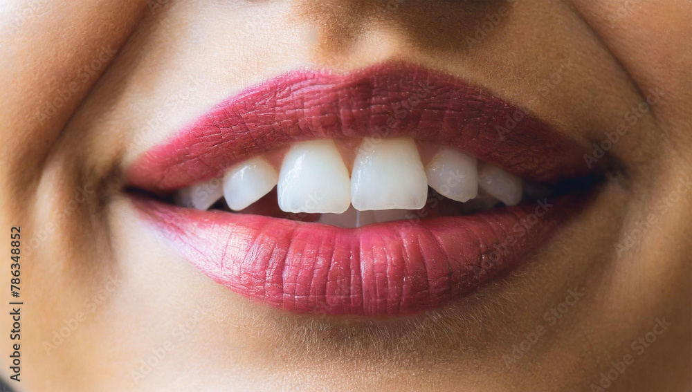 Obraz premium close-up shot of a woman's mouth with red lipstick