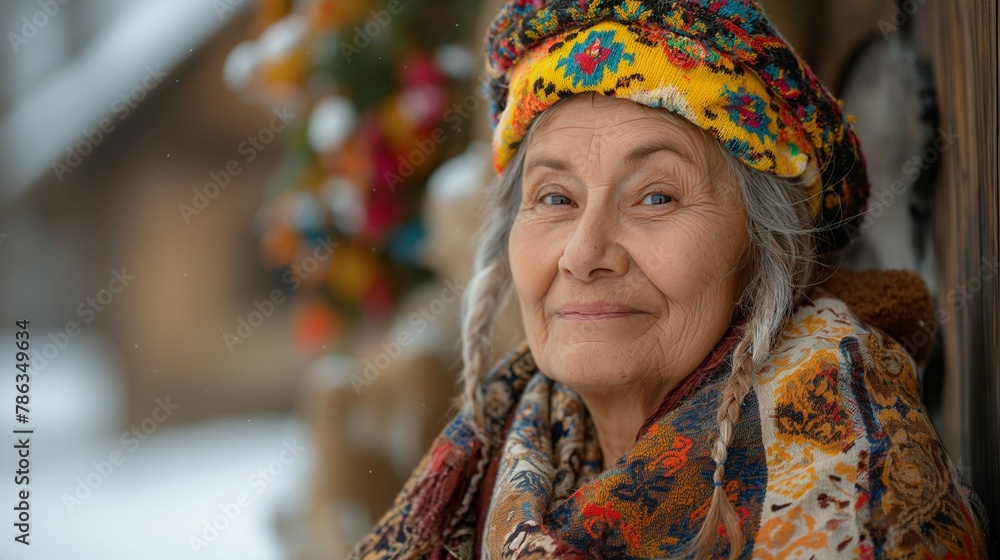 portrait of an elderly woman in a traditional style outfit. portrait of an elderly woman in a traditional style outfit.