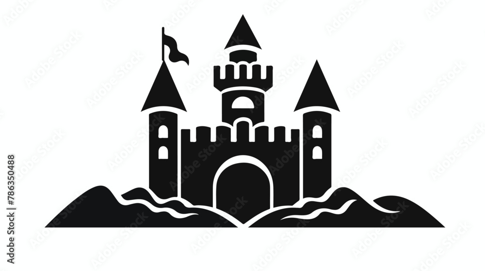 Sand castle vector icon Black vector icon