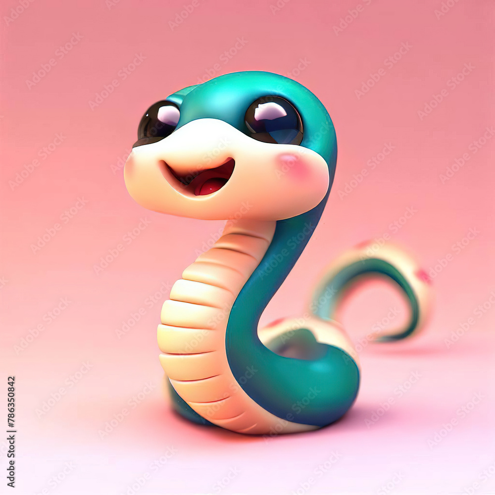 Fototapeta premium 3D furry forest animal with beautiful colors and white background. with Generative AI technology 