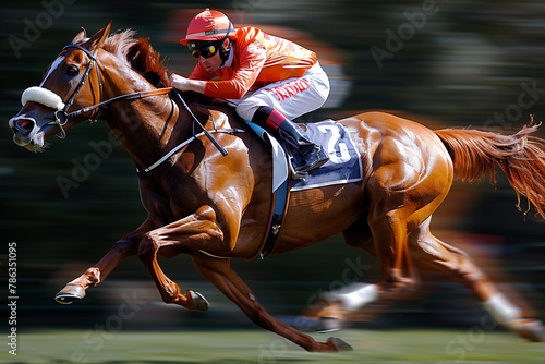 Jockey Riding Horse on Track