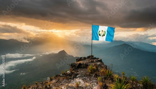 The Flag of Guatemala  On The Mountain. photo
