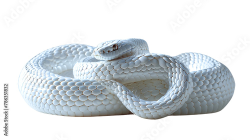 3D-rendered snake gracefully shedding its skin, revealing the glossy new scales beneath. Against a clean white backdrop, this minimalist depiction captures the elegance 