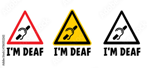 Slogan  vibes I m a little bit deaf or I m a little bit deaf. Sign language deaf. World Deaf Day in last Sunday of September. Gestures hand. Vector icon or pictogram. Deafness cartoon.