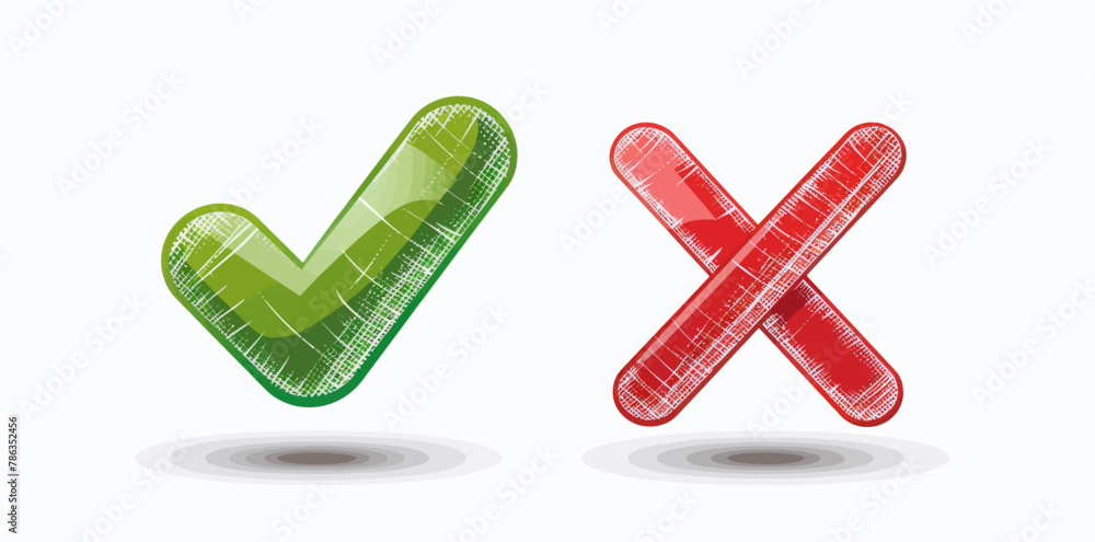 a green and red check mark next to each other a green and red check mark next to each other