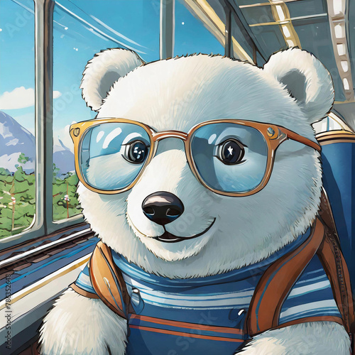 A Baby Bear in the train photo