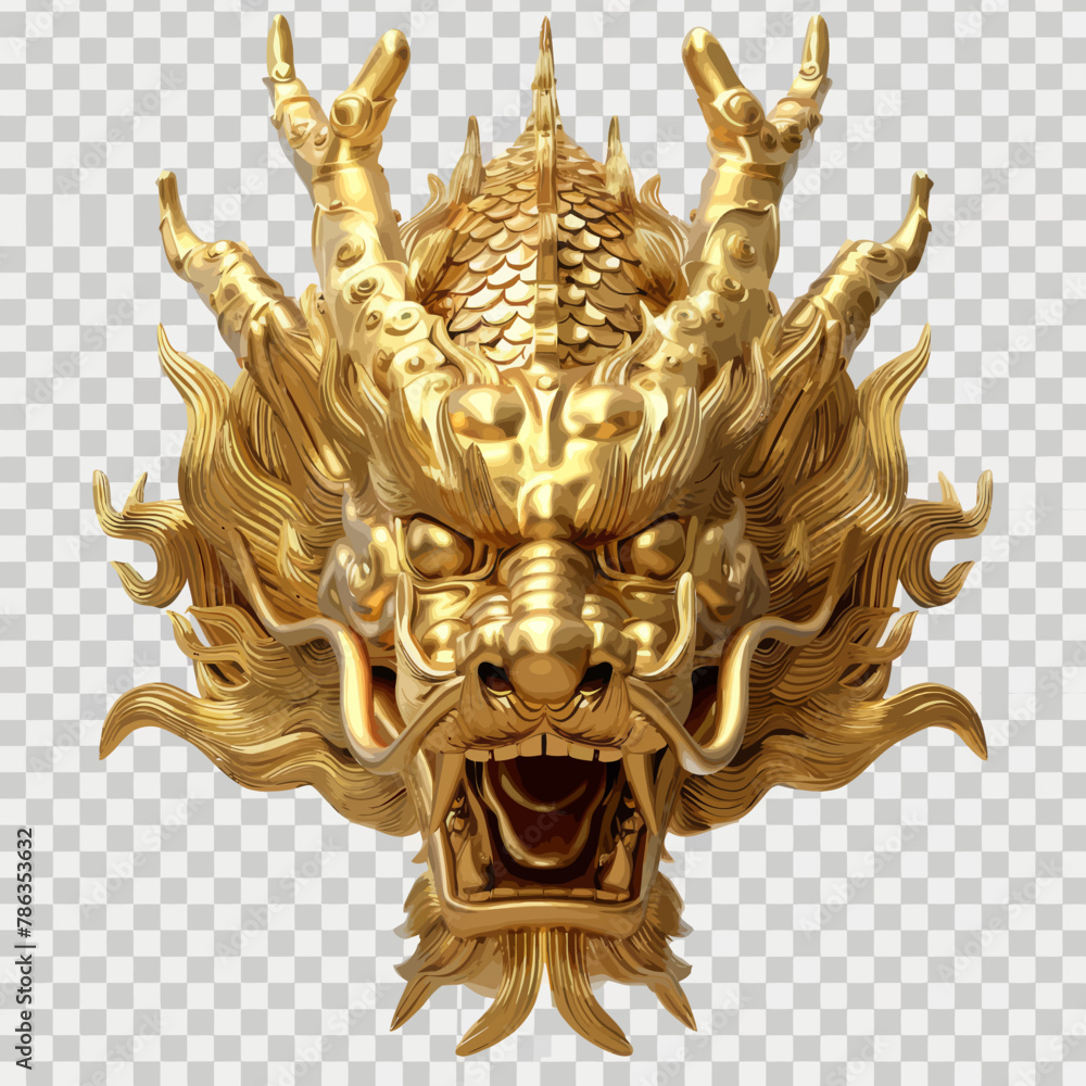 a golden mask with a dragon head on top of it