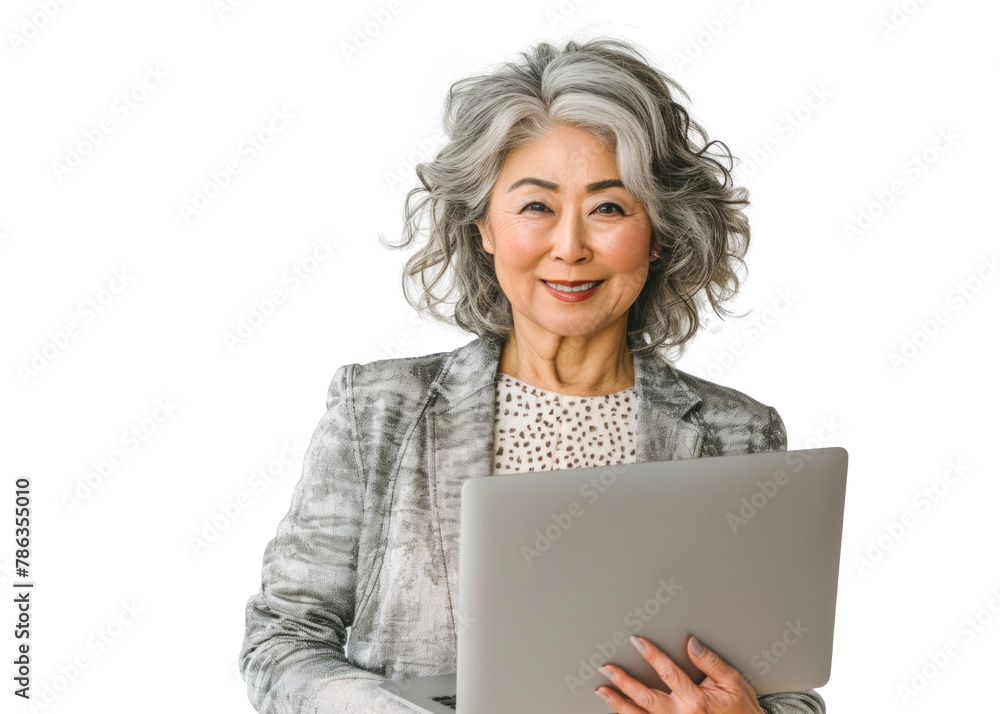 Smiling East Asian Businesswoman with Laptop Smiling East Asian Businesswoman with Laptop