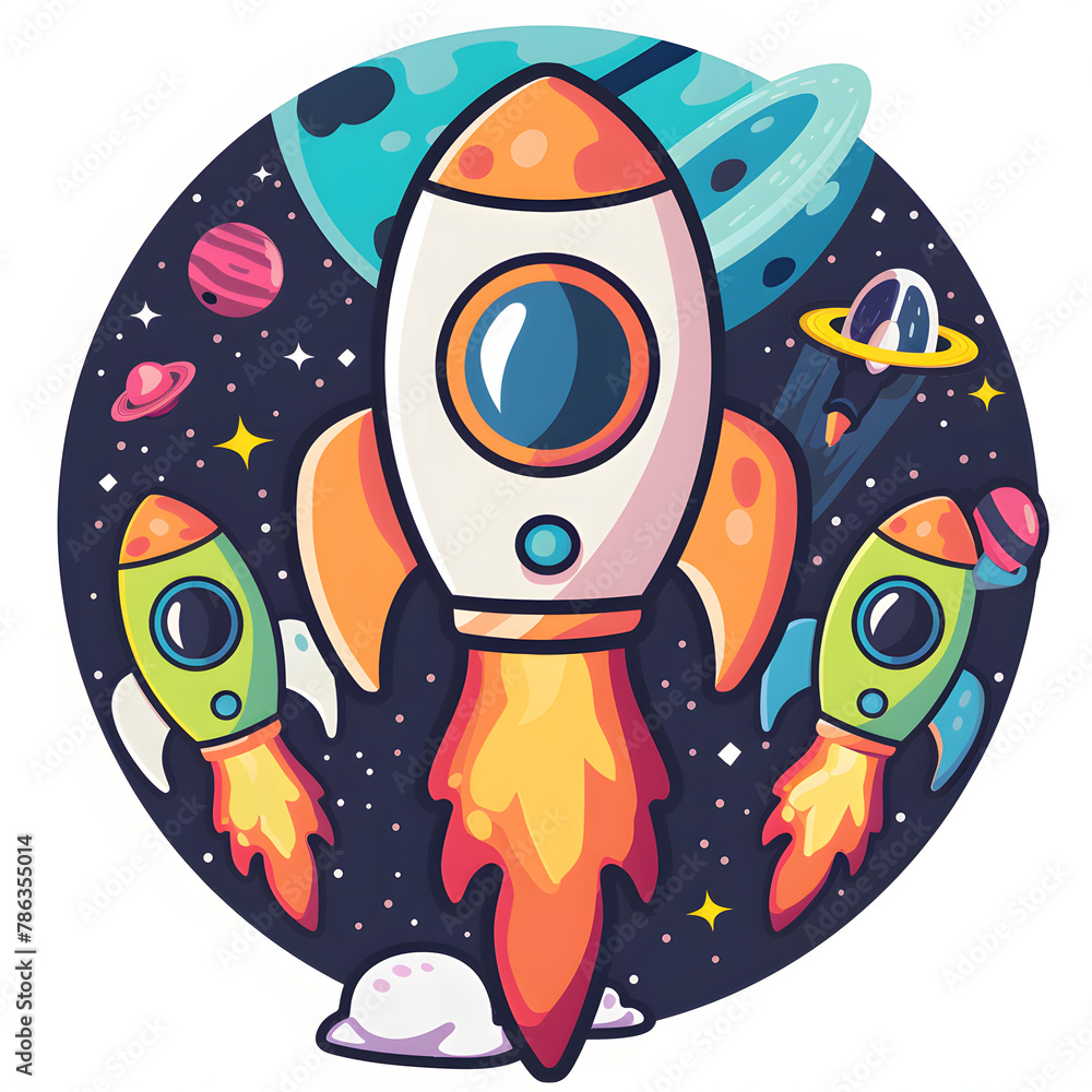 A_space_explorer_emoticon_with_rocket_ships_and_alien A_space_explorer_emoticon_with_rocket_ships_and_alien