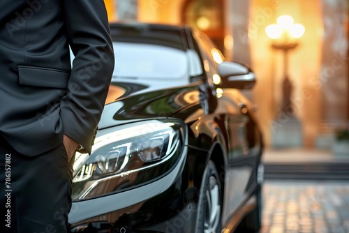 professional chauffeur standing near luxury car exceptional service concept closeup photo © Lucija