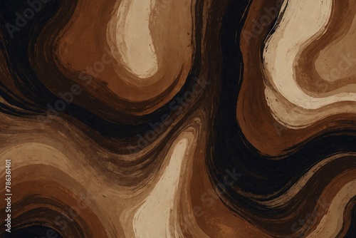 Brown and black acrylic paint swirls create a patel texture background photo