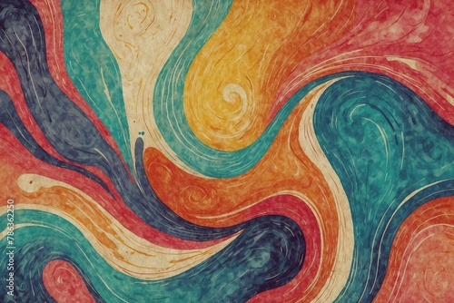 acrylic paint swirls blend in a spectrum of colors, fashioning a textured background that bursts with lively energy