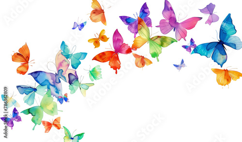 Group of Rainbow Butterflies Flying in the Air