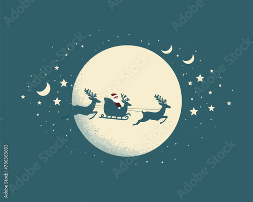 a santa claus riding a sleigh in the sky
