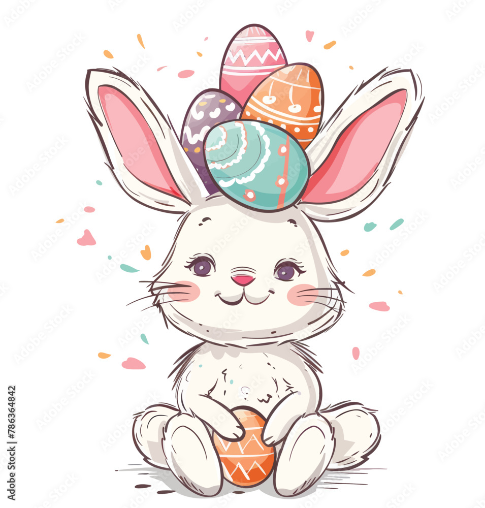 a rabbit with easter eggs on its head a rabbit with easter eggs on its head