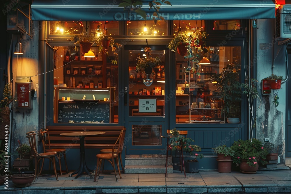 Exterior of a cafe in the city