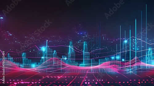 Neon Lights Urban Data Graph