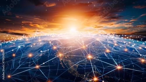Global perceptron network innovatively connecting the world with advanced technology #786365661