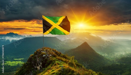 The Flag of Jamaica On The Mountain