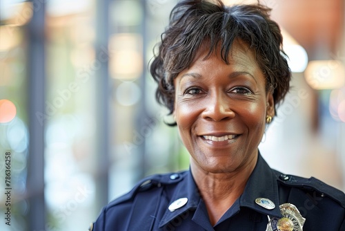 Portrait of a middle aged female police officer photo