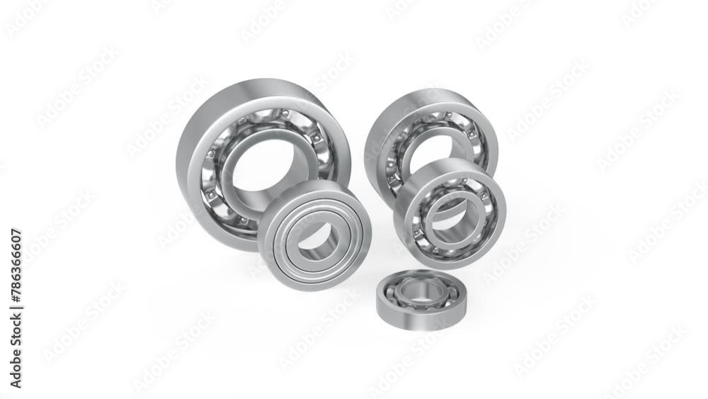 Group of ball bearings with different sizes on white background Group of ball bearings with different sizes on white background