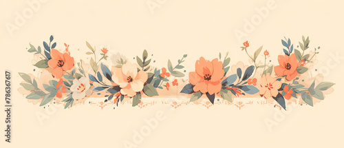a floral border with orange flowers on a beige background