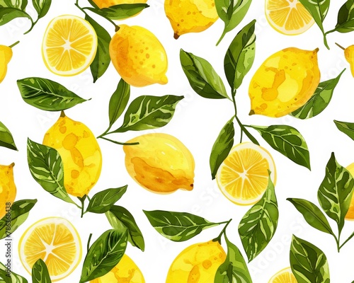 Lemon Zest Pattern: Vibrant Citrus Watercolor Illustration
