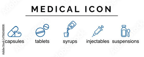 medical flat icon set illustration