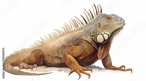 Iguana no fundo branco - Ilustração © Vitor